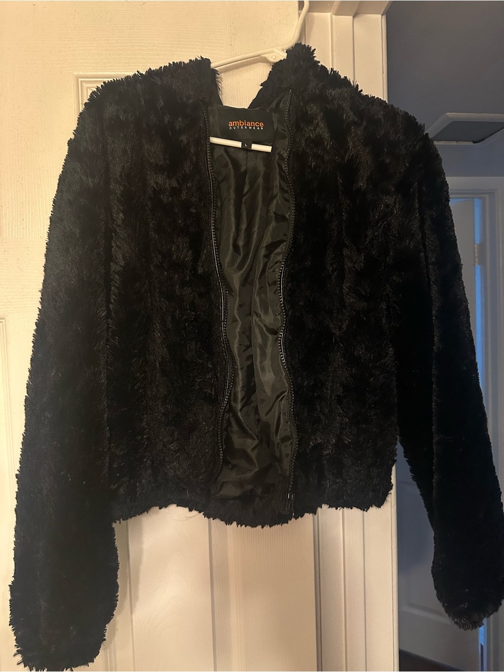 Ambiance Black Faux Fur Jacket - Women's Cozy Zip Front